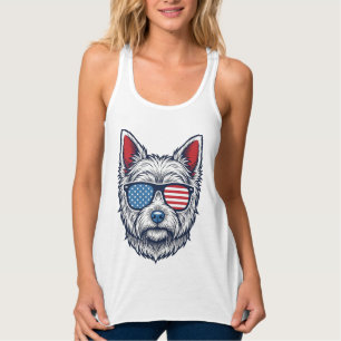 Patriotische Westie-Hundesonnenbrille Vintage-Vekt Tank Top