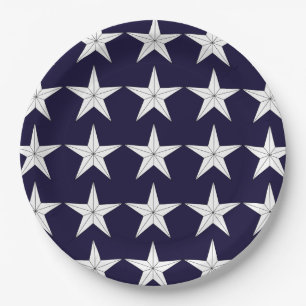 Patriotische White Stars auf Blue Field Paper Plat Pappteller