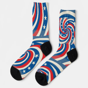 Patriotische wirbelnde Sterne und Streifen - Stark Socken