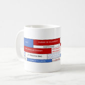 Patriotische Wörter USA Kaffeetasse (Vorderseite Links)