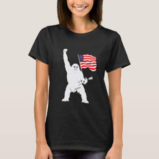Patriotische Yeti-Silhouette mit Gitarre T-Shirt