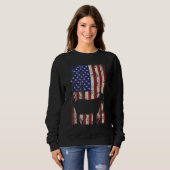 Patriotische Ziege 4. Juli Amerikanische Flagge Sweatshirt (Vorne ganz)