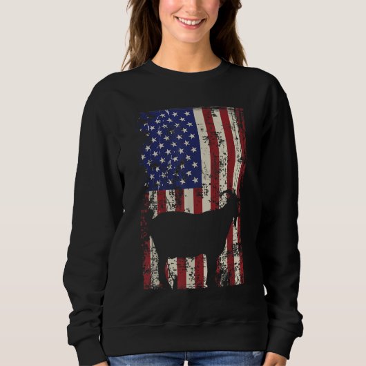 Patriotische Ziege 4. Juli Amerikanische Flagge Sweatshirt (Vorderseite)