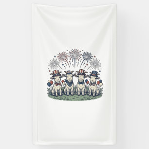 Patriotische Ziegen Feuerwerk Vintage-Shirt Design Banner