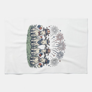 Patriotische Ziegen Feuerwerk Vintage-Shirt Design Geschirrtuch