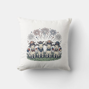 Patriotische Ziegen Feuerwerk Vintage-Shirt Design Kissen