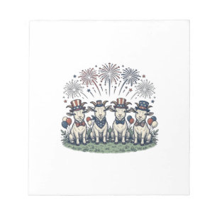 Patriotische Ziegen Feuerwerk Vintage-Shirt Design Notizblock