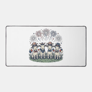 Patriotische Ziegen Feuerwerk Vintage-Shirt Design Schreibtischunterlage