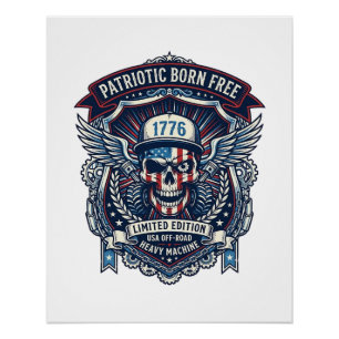 Patriotischer 1776 Geländewagen-Schädel-Monstertru Poster
