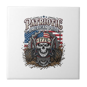Patriotischer 1776 Geländewagen-Totenkopf-Monstert Fliese