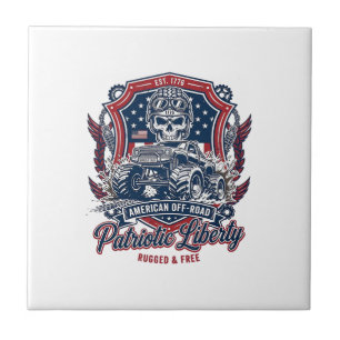 Patriotischer 1776 Geländewagen-Totenkopf-Monstert Fliese