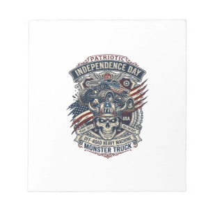 Patriotischer 1776 Geländewagen-Totenkopf-Monstert Notizblock