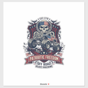 Patriotischer 1776 Off Road Schädel Monster Truck Aufkleber