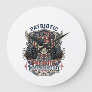 Patriotischer 1776 Off Road Schädel Monster Truck Große Wanduhr