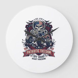 Patriotischer 1776 Off Road Schädel Monster Truck  Große Wanduhr