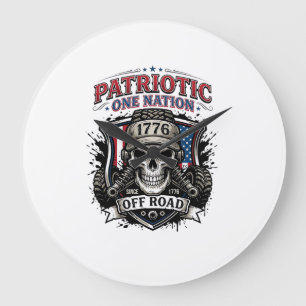 Patriotischer 1776 Off Road Schädel Monster Truck  Große Wanduhr