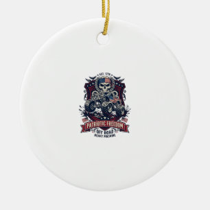 Patriotischer 1776 Off Road Schädel Monster Truck Keramik Ornament