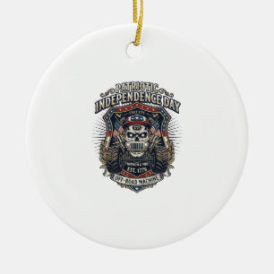Patriotischer 1776 Off Road Schädel Monster Truck  Keramik Ornament