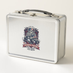 Patriotischer 1776 Off Road Schädel Monster Truck Metall Brotdose