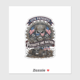 Patriotischer 1776 Off Road Totenkopf Monstertruck Aufkleber