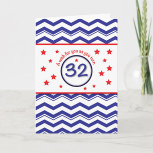 Patriotischer 32. Geburtstag Karte