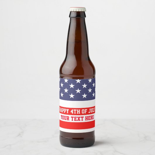Patriotischer 4. Juli Bierflasche unter amerikanis Bierflaschenetikett (Vorderseite)