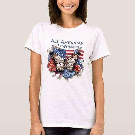 Patriotischer 4. Juli Butterfly T - Shirt (Vorderseite)