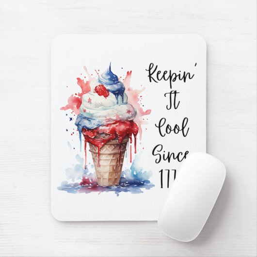 Patriotischer 4. Juli Eiscreme T - Shirt Mousepad (Mit Mouse)