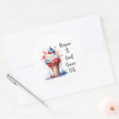 Patriotischer 4. Juli Eiscreme T - Shirt Runder Aufkleber (Umschlag)