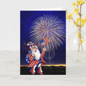 Patriotischer 4. Juli Feuerwerk Karte (Gelbe Blume)