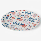 Patriotischer 4. Juli 🇺 🇸 | Feuerwerke, Sterne u Pappteller (Schrägansicht)