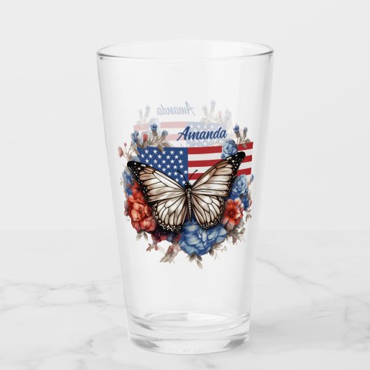Patriotischer 4. Juli Glas (Vorderseite)