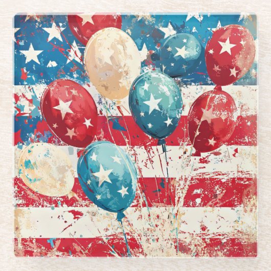 Patriotischer 4. Juli Glasuntersetzer (Vorderseite)