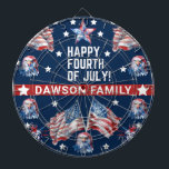 Patriotischer 4. Juli Name der Wasserfarbenfamilie Dartscheibe<br><div class="desc">4. Juli Wasserfarbe Familienname personalisiertes Design. Matching Produkte finden Sie im 4. Juli Watercolor Collection.</div>