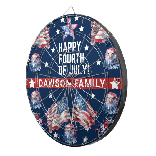 Patriotischer 4. Juli Name der Wasserfarbenfamilie Dartscheibe (Vorderseite rechts)