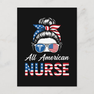 Patriotischer 4. Juli Nurse Independence Day Pride Feiertagspostkarte