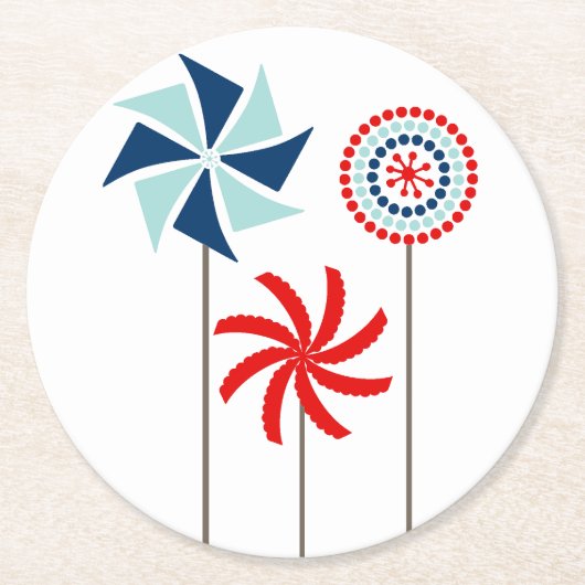 Patriotischer 4. Juli Pinwheel Untersetzer (Vorderseite)