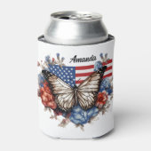 Patriotischer 4. Juli Schmetterling Dosenkühler (Kanne Vorderseite)