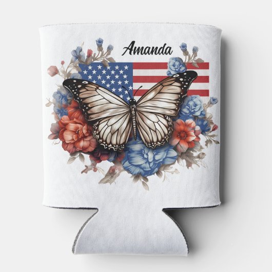 Patriotischer 4. Juli Schmetterling Dosenkühler (Rückseite)