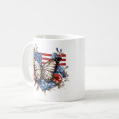 Patriotischer 4. Juli Schmetterling Kaffeetasse (Vorderseite Links)