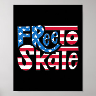 Patriotischer 4. Juli Skater Amerikanische Flagge  Poster