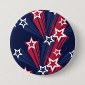 Patriotischer 4. Juli Sterne rot weiß und blau Button (Vorderseite)