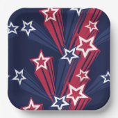 Patriotischer 4. Juli Sterne rot weiß und blau Pappteller (Vorderseite)