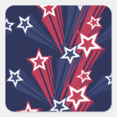 Patriotischer 4. Juli Sterne rot weiß und blau Quadratischer Aufkleber (Vorderseite)