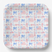 Patriotischer 4. Juli Wasserfarbe personalisiert Pappteller (Vorderseite)