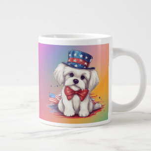 Patriotischer 4. Juli Weißer Süßer Hund-43568 Jumbo-Tasse