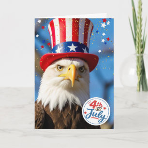 Patriotischer 4. Juli-Weißkopfseeadler-Onkel-Sam-H Karte