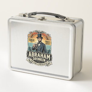 Patriotischer Abraham Trinkender Retro Abgenutzt Metall Brotdose