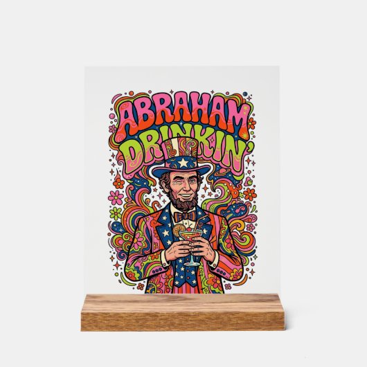 Patriotischer Abraham Trinkender Retro Acrylschild (Vorderseite)