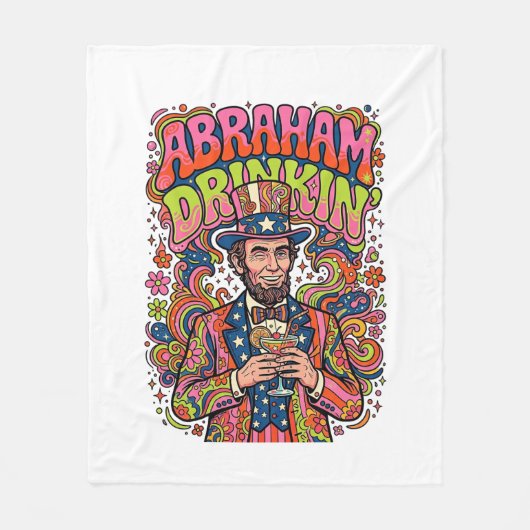 Patriotischer Abraham Trinkender Retro Fleecedecke (Vorderseite)